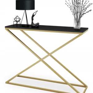 Loftowa Konsola X Przedpokój Metal 110x30x80 Złota+Blat MiniPearl 913166