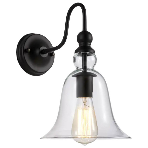 Loftowa lampa ścienna Paris szklana do przedpokoju czarna 187502