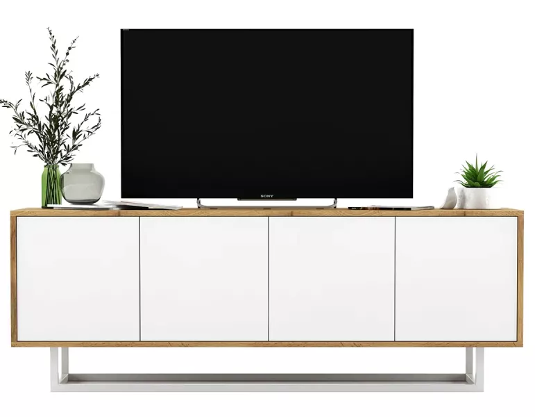 Loftowa szafka rtv dąb wotan + biały - Xyren 602315