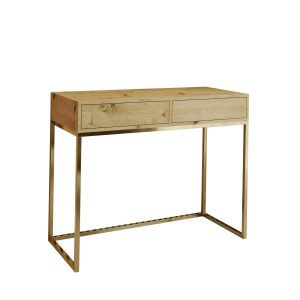 Loftowa toaletka CUBIC 100 ze złotym stelażem i blatem dąb wotan 806288