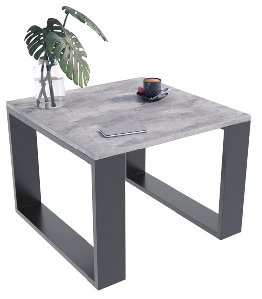 Loftowy kwadratowy stolik kawowy beton + czarny - Zero 390563