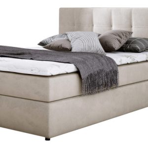 Łoże małżeńskie z materacem bonellowym MALMO 160 x 200 cm beżowa plecionka 648745 Łoże małżeńskie z materacem bonellowym MALMO 160 x 200 cm beżowa plecionka 648745