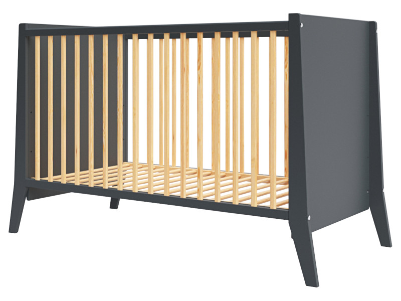 Łóżeczko niemowlęce Cosmo antracyt/sosna 120x60 gryzaki drewno norma UE 816090