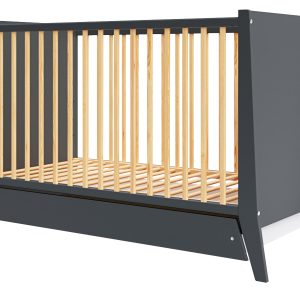 Łóżeczko niemowlęce Cosmo z szufladą i gryzakami 120×60 antracyt sosna 816091