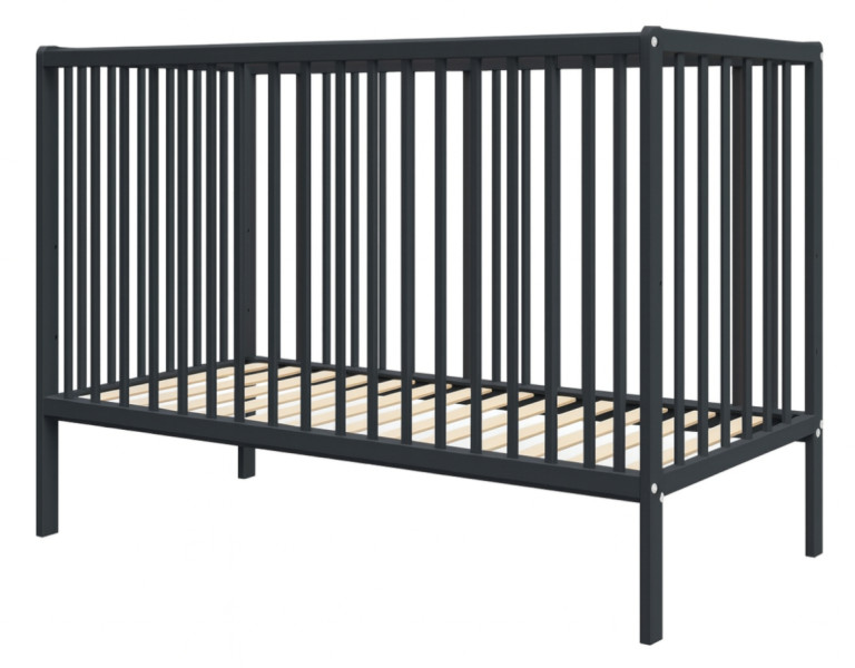 Łóżeczko niemowlęce Dominik antracyt 120x60 gryzaki norma UE Lettino 827446