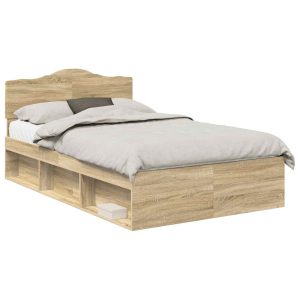 Łóżko 120×190 Brązowe Rama Łóżka ze Stelażem Dwuosobowe do Sypialni 1103295 Łóżko 120×190 Brązowe Rama Łóżka ze Stelażem Dwuosobowe do Sypialni 1103295