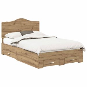Łóżko 120×190 Brązowe z Szufladami Rama Łóżka Dwuosobowe do Sypialni 1102405 Łóżko 120×190 Brązowe z Szufladami Rama Łóżka Dwuosobowe do Sypialni 1102405