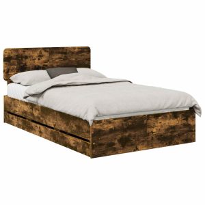 Łóżko 120×190 Brązowe z Szufladami Rama Łóżka Dwuosobowe do Sypialni 1102454 Łóżko 120×190 Brązowe z Szufladami Rama Łóżka Dwuosobowe do Sypialni 1102454