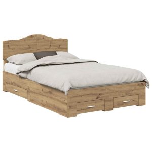 Łóżko 120×190 Brązowe z Szufladami Rama Łóżka Dwuosobowe do Sypialni 1102959 Łóżko 120×190 Brązowe z Szufladami Rama Łóżka Dwuosobowe do Sypialni 1102959