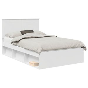 Łóżko 120×200 Białe Rama Łóżka ze Stelażem Dwuosobowe do Sypialni 1103513 Łóżko 120×200 Białe Rama Łóżka ze Stelażem Dwuosobowe do Sypialni 1103513