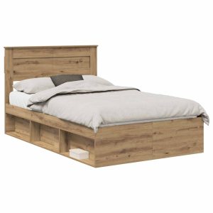 Łóżko 120×200 Brązowe Rama Łóżka ze Stelażem Dwuosobowe do Sypialni 1102535 Łóżko 120×200 Brązowe Rama Łóżka ze Stelażem Dwuosobowe do Sypialni 1102535