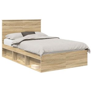 Łóżko 120×200 Brązowe Rama Łóżka ze Stelażem Dwuosobowe do Sypialni 1103375 Łóżko 120×200 Brązowe Rama Łóżka ze Stelażem Dwuosobowe do Sypialni 1103375