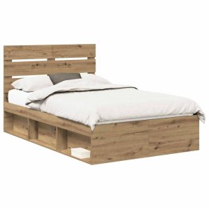 Łóżko 120×200 Brązowe Rama Łóżka ze Stelażem Dwuosobowe do Sypialni 1102770 Łóżko 120×200 Brązowe Rama Łóżka ze Stelażem Dwuosobowe do Sypialni 1102770
