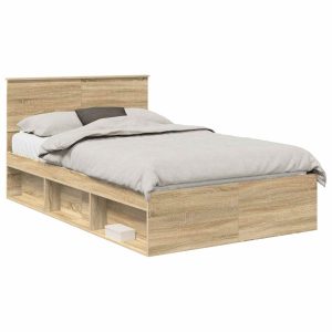 Łóżko 120×200 Brązowe Rama Łóżka ze Stelażem Dwuosobowe do Sypialni 1102891 Łóżko 120×200 Brązowe Rama Łóżka ze Stelażem Dwuosobowe do Sypialni 1102891
