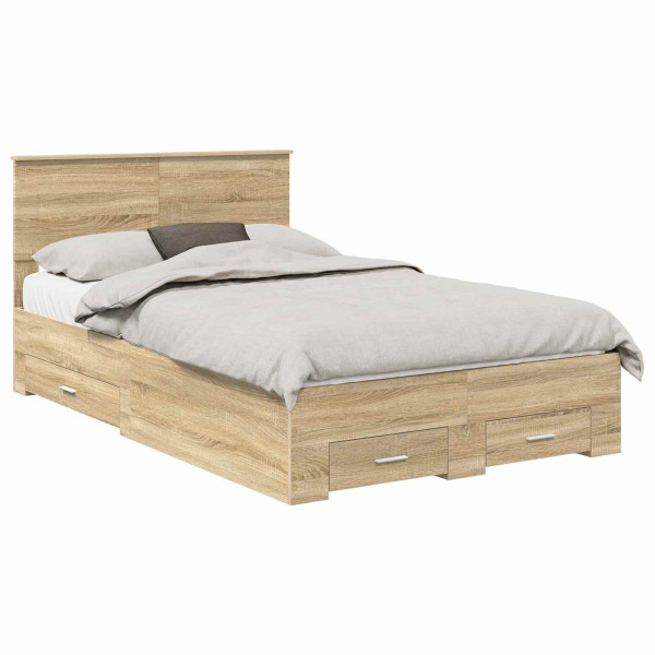 Łóżko 120x200 Brązowe z Szufladami Rama Łóżka Dwuosobowe do Sypialni 1103393