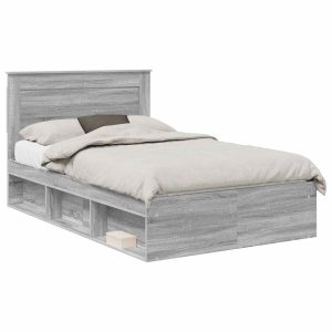 Łóżko 120×200 Szare Rama Łóżka ze Stelażem Dwuosobowe do Sypialni 1102569 Łóżko 120×200 Szare Rama Łóżka ze Stelażem Dwuosobowe do Sypialni 1102569