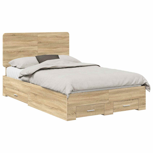 Łóżko 135x190 Brązowe z Szufladami Rama Łóżka Dwuosobowe do Sypialni 1103402