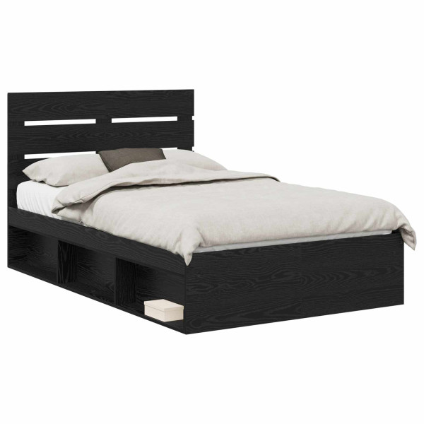 Łóżko 135x190 Czarne Rama Łóżka ze Stelażem Dwuosobowe do Sypialni 1102991