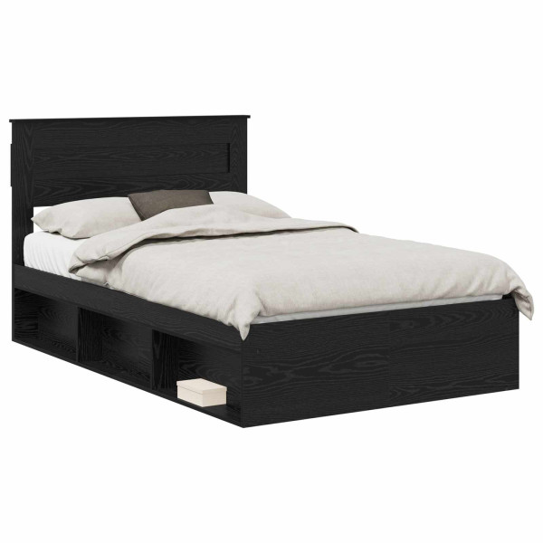Łóżko 135x190 Czarne Rama Łóżka ze Stelażem Dwuosobowe do Sypialni 1103267
