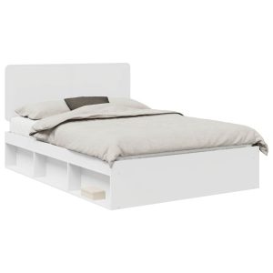 Łóżko 140×190 Białe Rama Łóżka ze Stelażem Dwuosobowe do Sypialni 1102186 Łóżko 140×190 Białe Rama Łóżka ze Stelażem Dwuosobowe do Sypialni 1102186