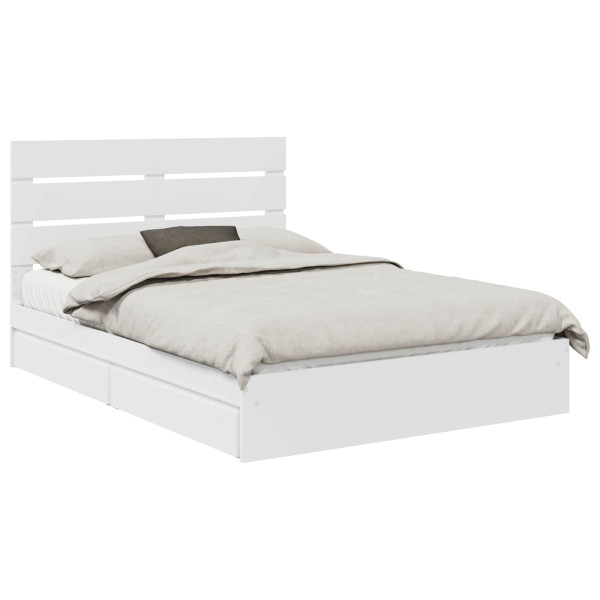 Łóżko 140x190 Białe z Szufladami Rama Łóżka Dwuosobowe do Sypialni 1102939
