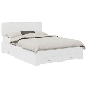 Łóżko 140×190 Białe z Szufladami Rama Łóżka Dwuosobowe do Sypialni 1102468 Łóżko 140×190 Białe z Szufladami Rama Łóżka Dwuosobowe do Sypialni 1102468