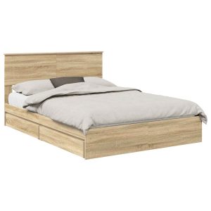Łóżko 140×190 Brązowe z Szufladami Rama Łóżka Dwuosobowe do Sypialni 1103493 Łóżko 140×190 Brązowe z Szufladami Rama Łóżka Dwuosobowe do Sypialni 1103493