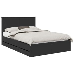 Łóżko 140×190 Czarne z Szufladami Rama Łóżka Dwuosobowe do Sypialni 1102384 Łóżko 140×190 Czarne z Szufladami Rama Łóżka Dwuosobowe do Sypialni 1102384