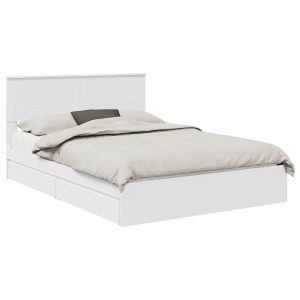 Łóżko 140×200 Białe z Szufladami Rama Łóżka Dwuosobowe do Sypialni 1102857 Łóżko 140×200 Białe z Szufladami Rama Łóżka Dwuosobowe do Sypialni 1102857