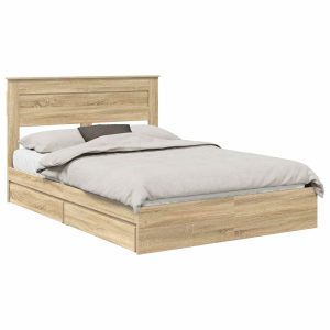 Łóżko 140×200 Brązowe z Szufladami Rama Łóżka Dwuosobowe do Sypialni 1102996 Łóżko 140×200 Brązowe z Szufladami Rama Łóżka Dwuosobowe do Sypialni 1102996