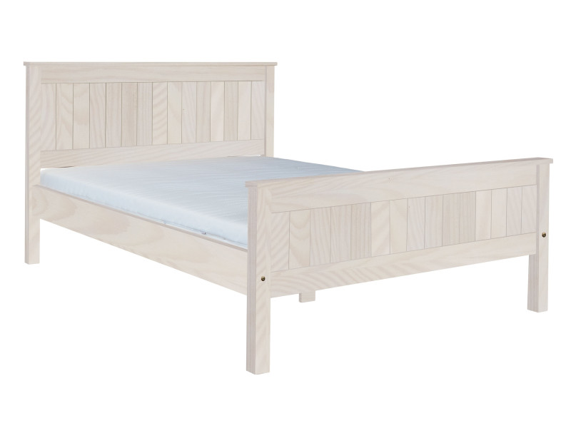 Łóżko 140x200 Natural wood z drewna litego, kolor bielony 550832