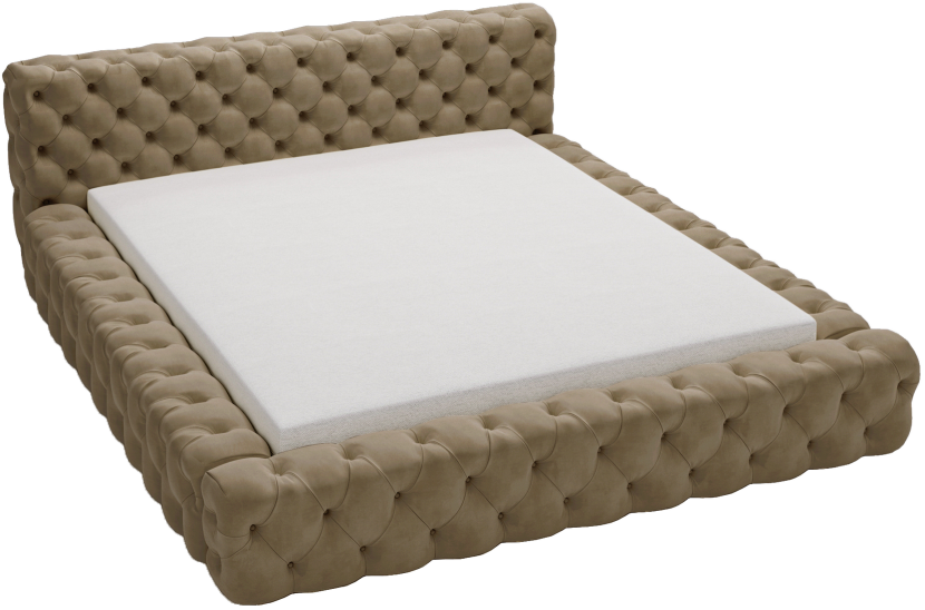 Łóżko 140x200 Vigo chesterfield pojemnik, stelaż metalowy - Jasny brąz 1053715