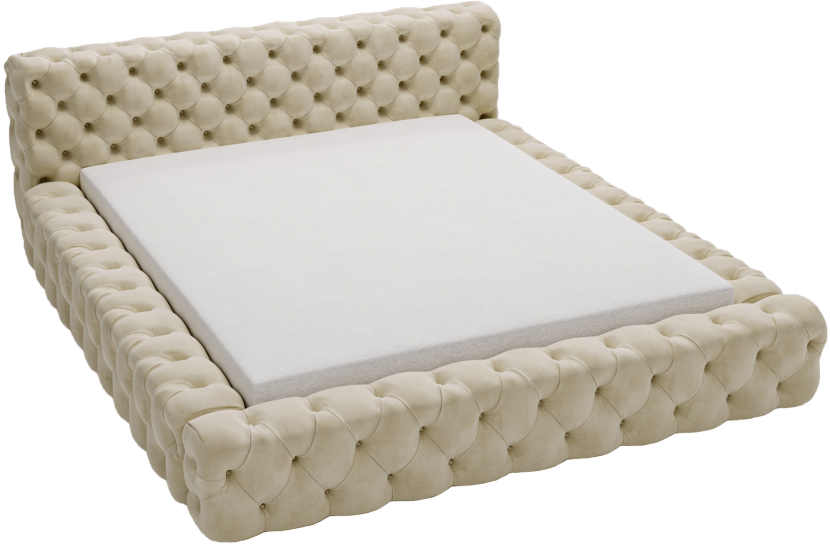 Łóżko 140x200 Vigo chesterfield pojemnik, stelaż metalowy - Wanilla 1053651