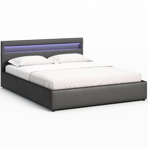 Łóżko 140×200 z pojemnikiem Nira czarne + materac H3 Nova T30 855356