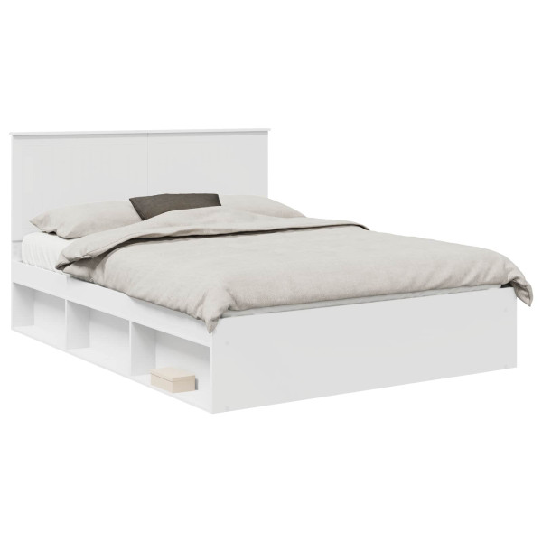 Łóżko 150x200 Białe Rama Łóżka ze Stelażem Dwuosobowe do Sypialni 1103112