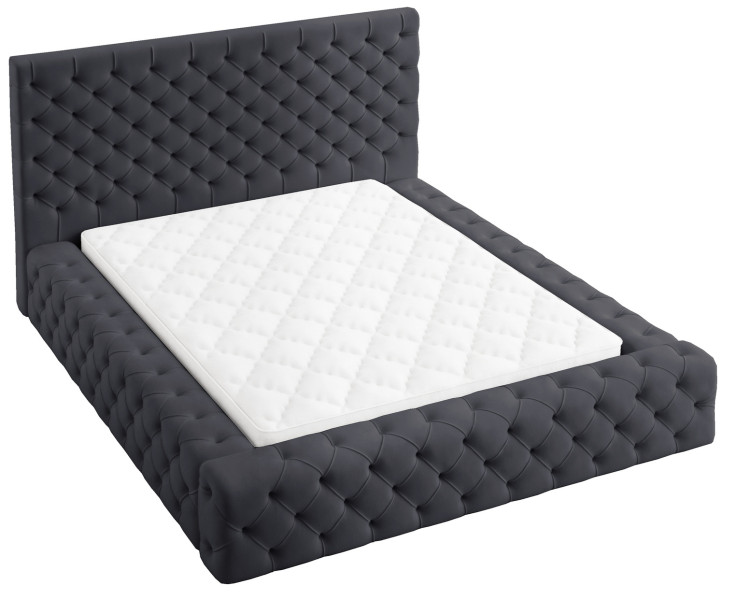 Łóżko 160x200 Amor wysokie zagłowie, stelaż metalowy - Czarny 1053745