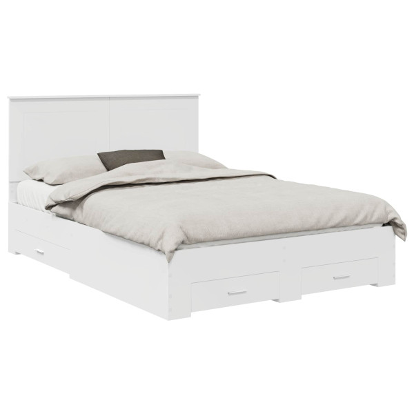 Łóżko 160x200 Białe z Szufladami Rama Łóżka Dwuosobowe do Sypialni 1102987
