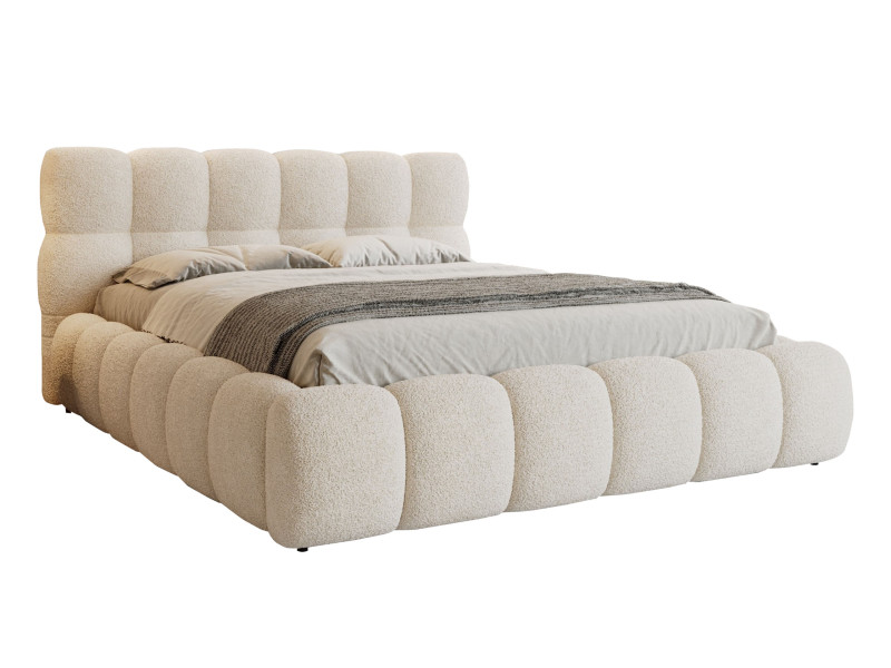 Łóżko 160x200 Coco bouclé tapicerowane z pojemnikiem, Quelle 02 745403