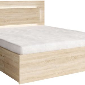 Łóżko 160×200 dwuosobowe z pojemnikiem FLORIS dąb sonoma 763653 Łóżko 160×200 dwuosobowe z pojemnikiem FLORIS dąb sonoma 763653