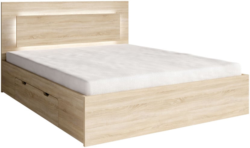 Łóżko 160x200 dwuosobowe z pojemnikiem FLORIS dąb sonoma 763653