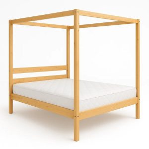 Łóżko 160×200 podwójne drewniane z baldachimem Bali, kolor sosnowy 678867 Łóżko 160×200 podwójne drewniane z baldachimem Bali, kolor sosnowy 678867
