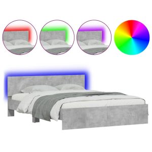 Łóżko 160×200 Szare z LED Rama Łóżka ze Stelażem Dwuosobowe do Sypialni 1102207 Łóżko 160×200 Szare z LED Rama Łóżka ze Stelażem Dwuosobowe do Sypialni 1102207
