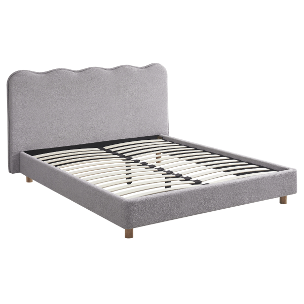 Łóżko 160x200 Tapicerowane Dwuosobowe Do Sypialni Baranek Szary IZMIR 864699