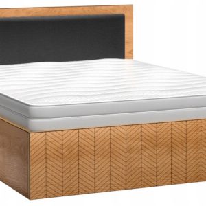 Łóżko 160×200 Wzór Jodełka Dąb Karmel FONTI 647404 Łóżko 160×200 Wzór Jodełka Dąb Karmel FONTI 647404