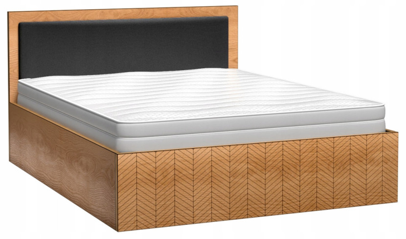 Łóżko 160x200 Wzór Jodełka Dąb Karmel FONTI 647404