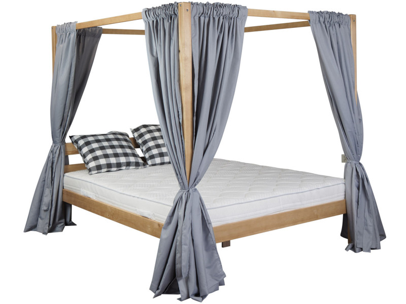 Łóżko 160x200 z baldachimem i zasłonami BALI + stelaż 135695
