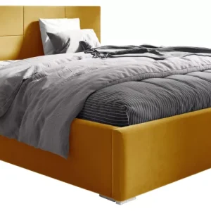 Łóżko 160×200 z materacem i metalowym stelażem 160×200 Żółte 412240