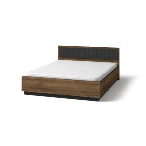 Łóżko 160×200 z ryflowanym oparciem PRESTIGO Czarne / Orzech 355669 Łóżko 160×200 z ryflowanym oparciem PRESTIGO Czarne / Orzech 355669