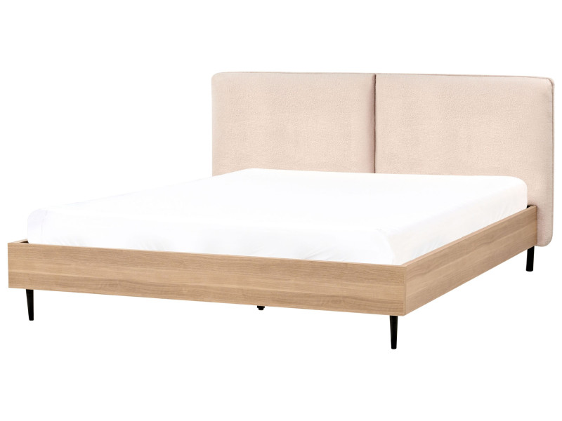 Łóżko 180 x 200 cm stelaż wezgłowie boucle beżowe 653376