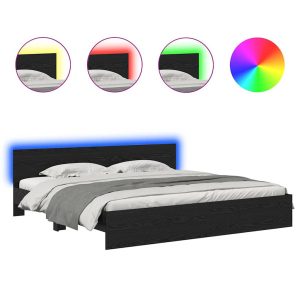 Łóżko 180×200 Czarne z LED Rama Łóżka ze Stelażem Dwuosobowe do Sypialni 1103496